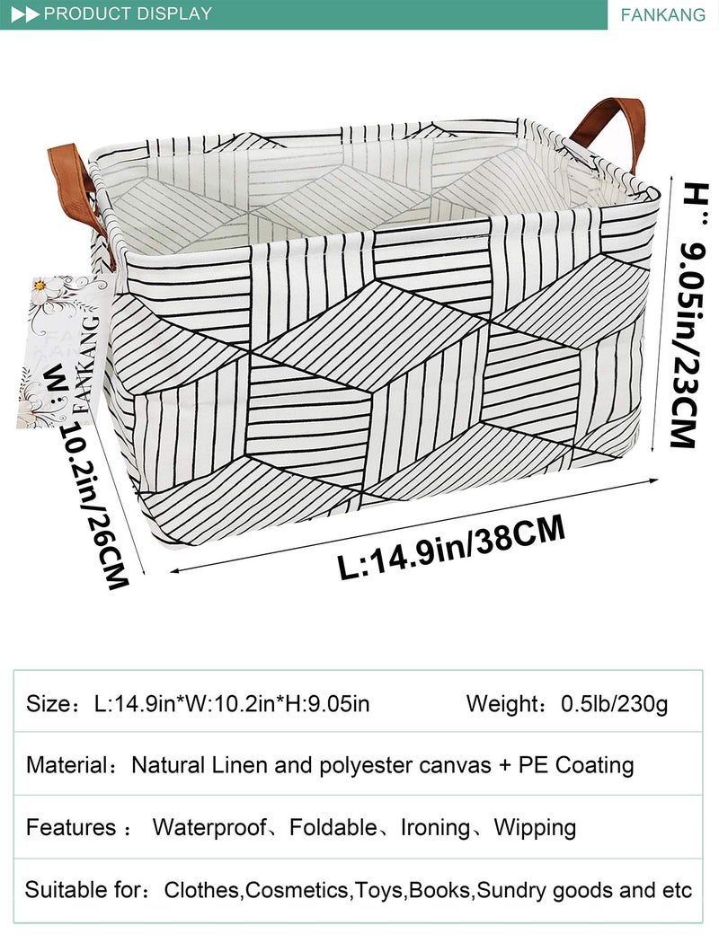 FANKANG Storage Basket,Nursery Hamper Canvas Laundry Basket Foldable with Waterproof PE Coating Storage, Office, Bedroom, Clothes,Toys (L, REC-Diamond) - Image 2